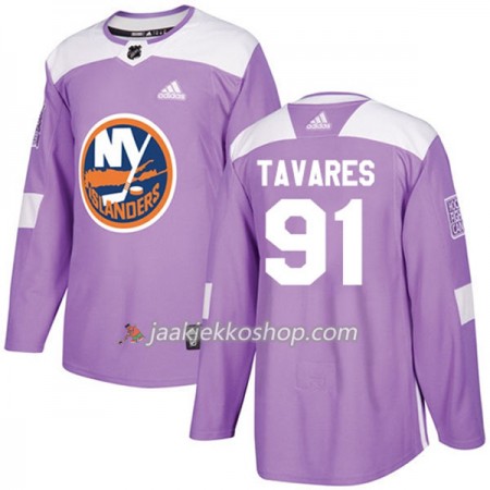 Miehille NHL New York Islanders Pelipaita John Tavares 91 Adidas 2017-2018 Violetti Fights Cancer Practice Authentic